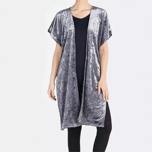 Crushed Velvet Open Front Kimono Cardigan  Womens‎ short sleeve coco + carmen